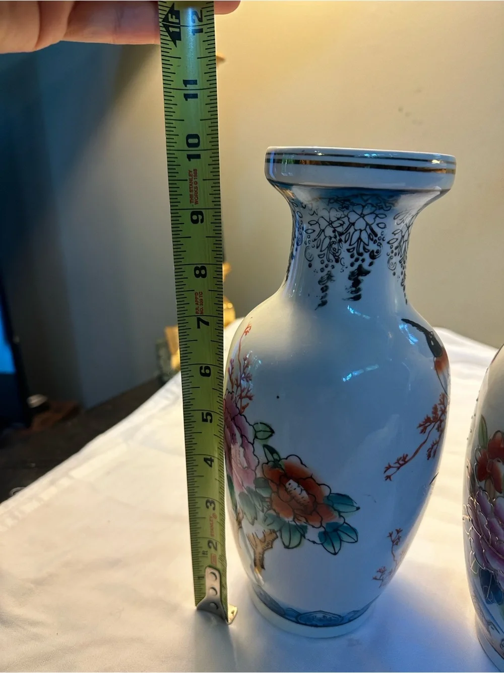 Decorative Chin Porcelain Floral & Bird Vases in White and Multicolor - Set of 2